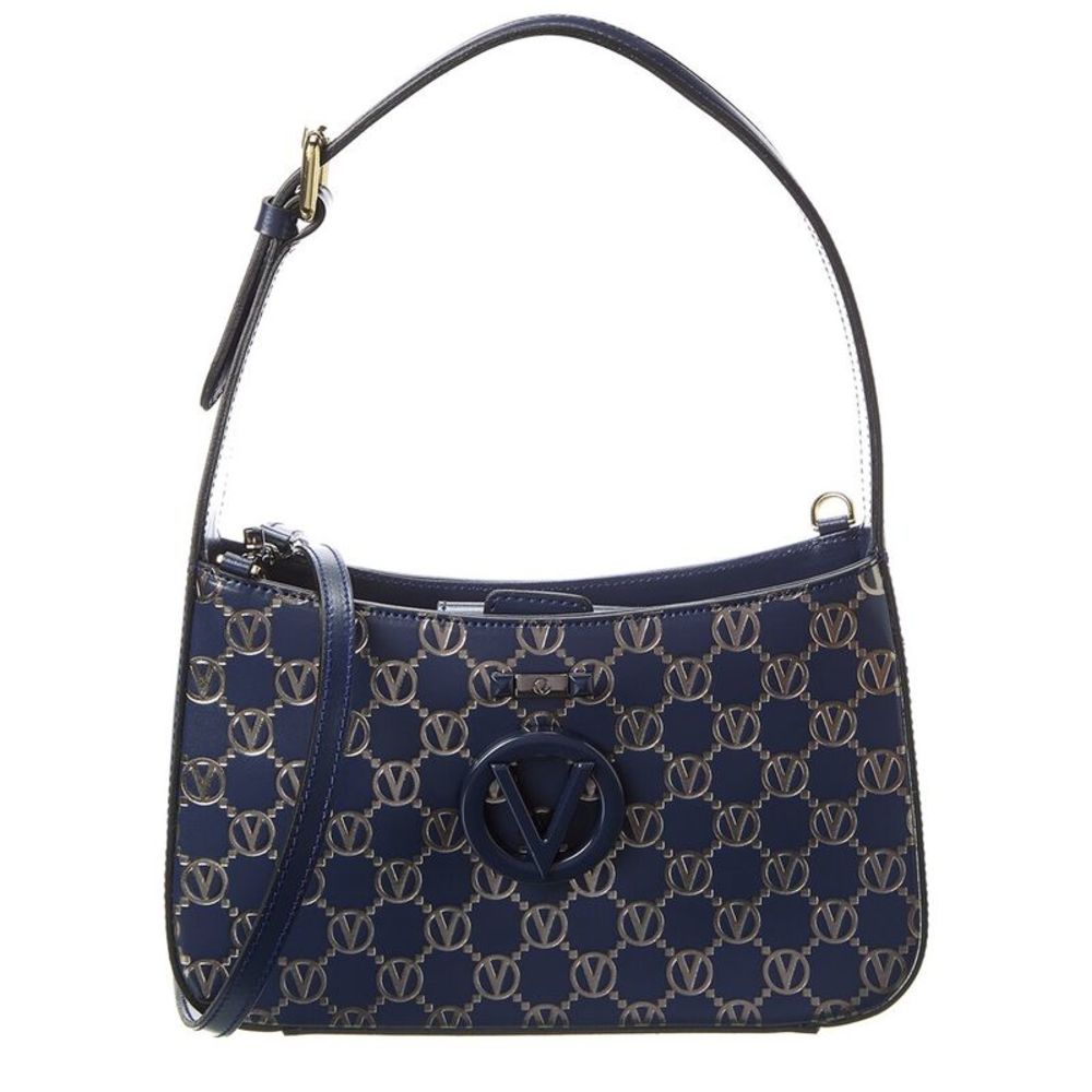 Valentino By Mario Valentino Kai Monogram Leather Crossbody, Blue